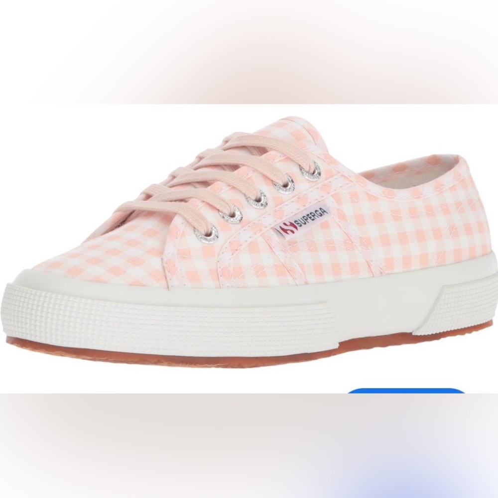 Superga Women's Pink White Gingham Sneakers M8 W9.5